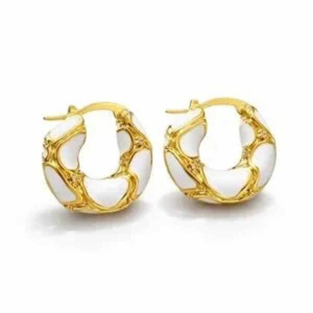 Elegant Gold and White Hoop Earrings